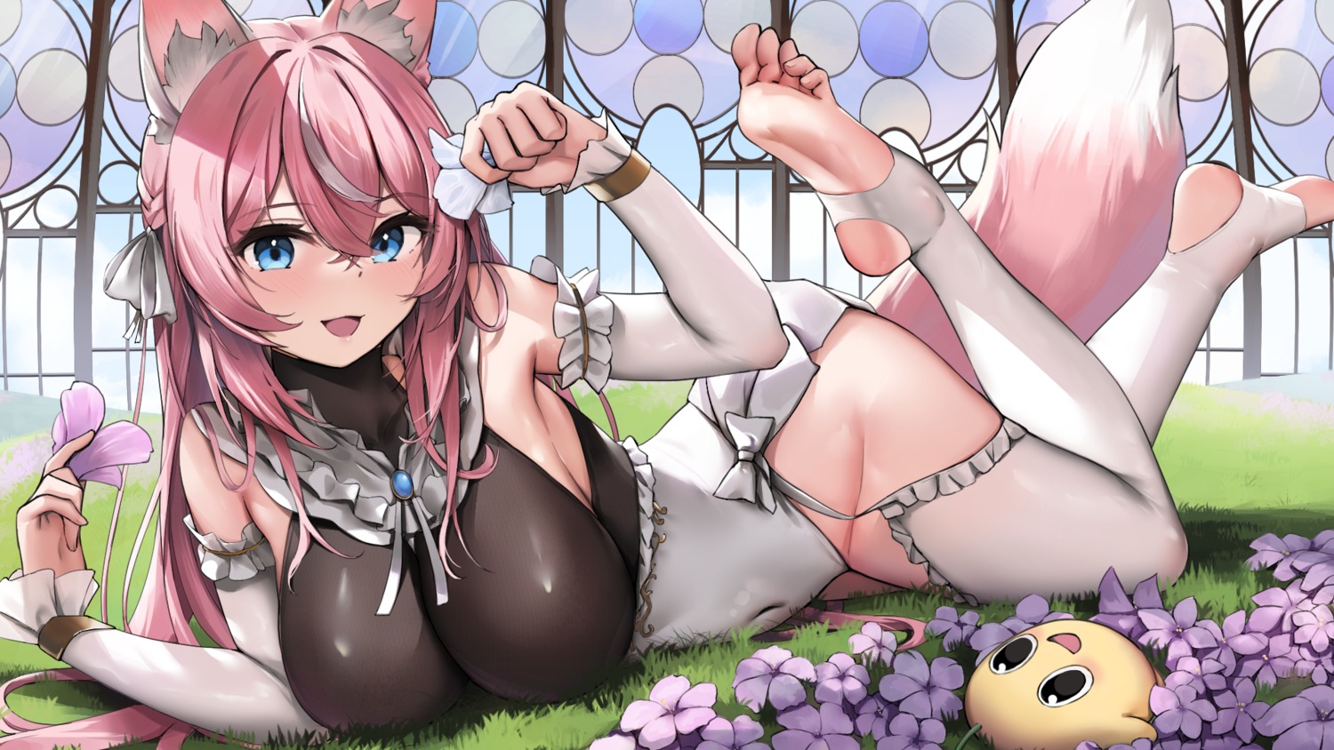 animal_ears feet skai_kun stockings tail thighhighs wallpaper