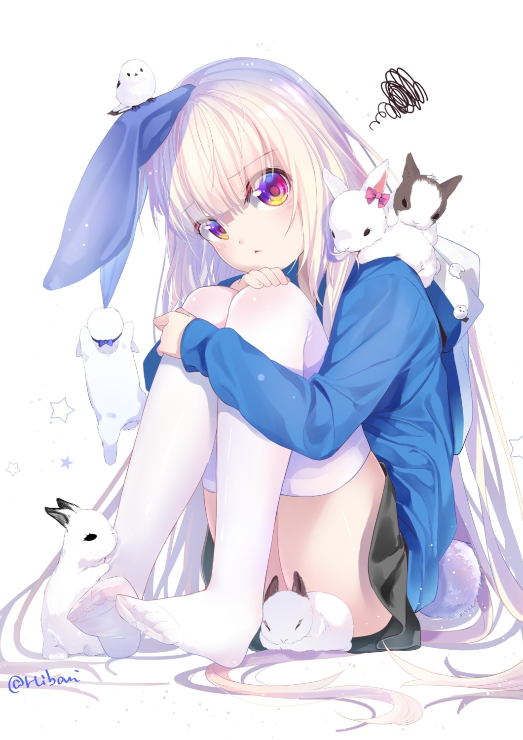 animal_ears bunny_ears feet hibari_hina skirt_lift tail thighhighs