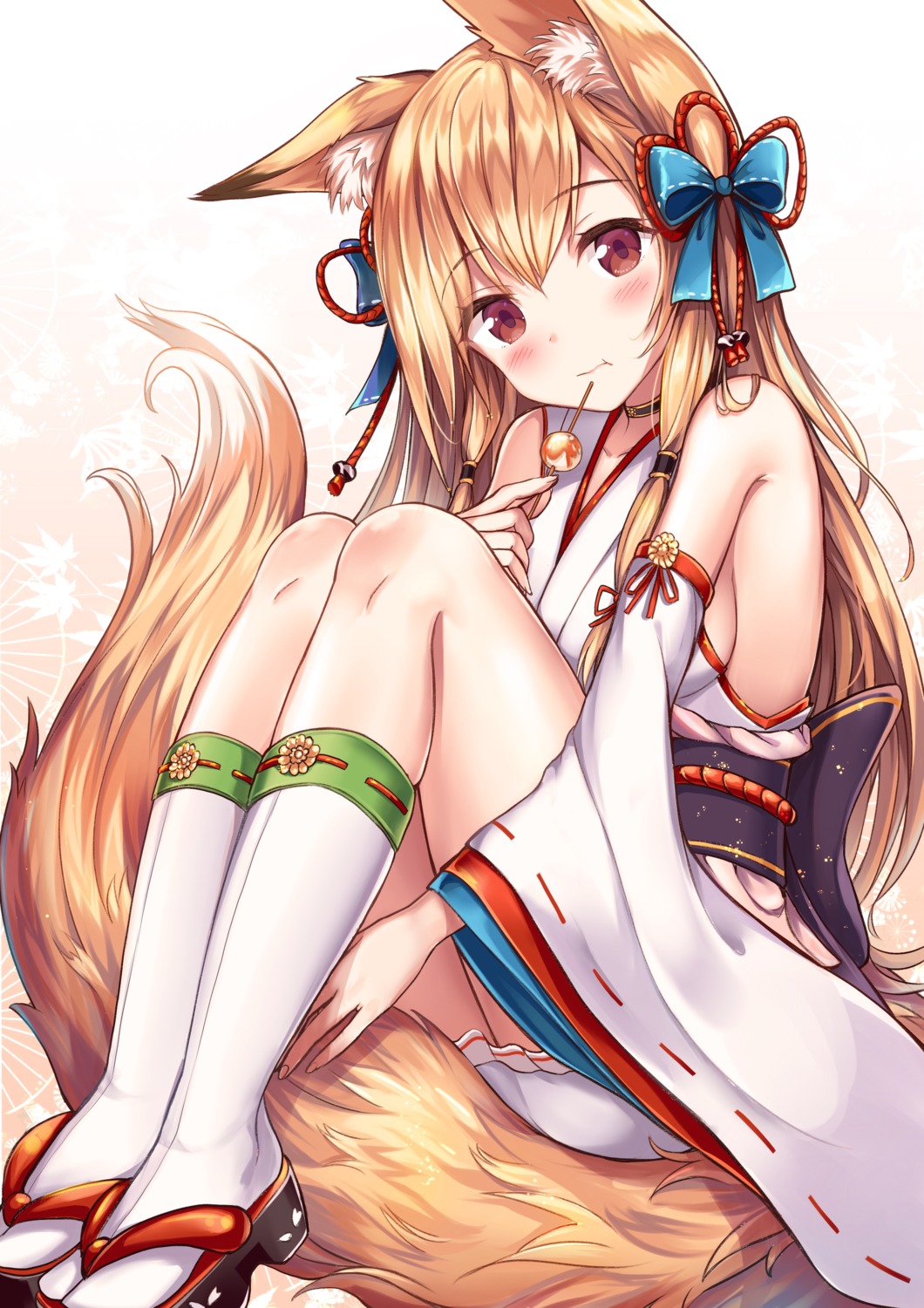 animal_ears miko no_bra sakura_ani tail