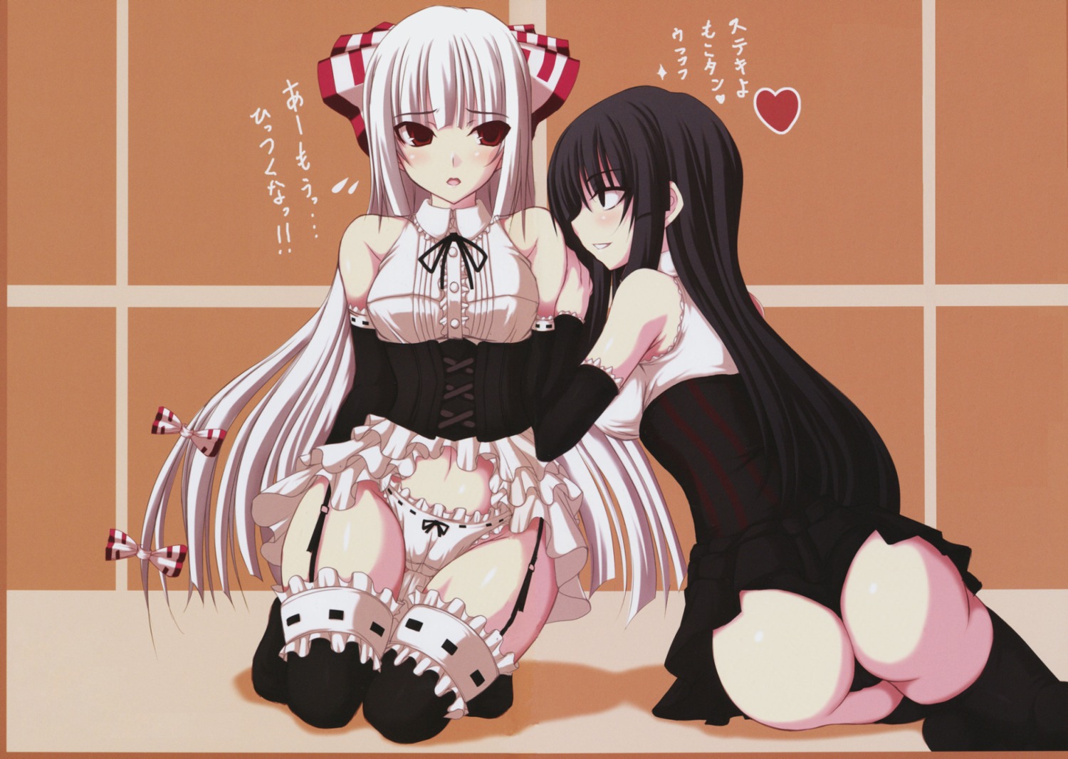 ass cameltoe fujiwara_no_mokou houraisan_kaguya jema lolita_fashion pantsu stockings thighhighs touhou