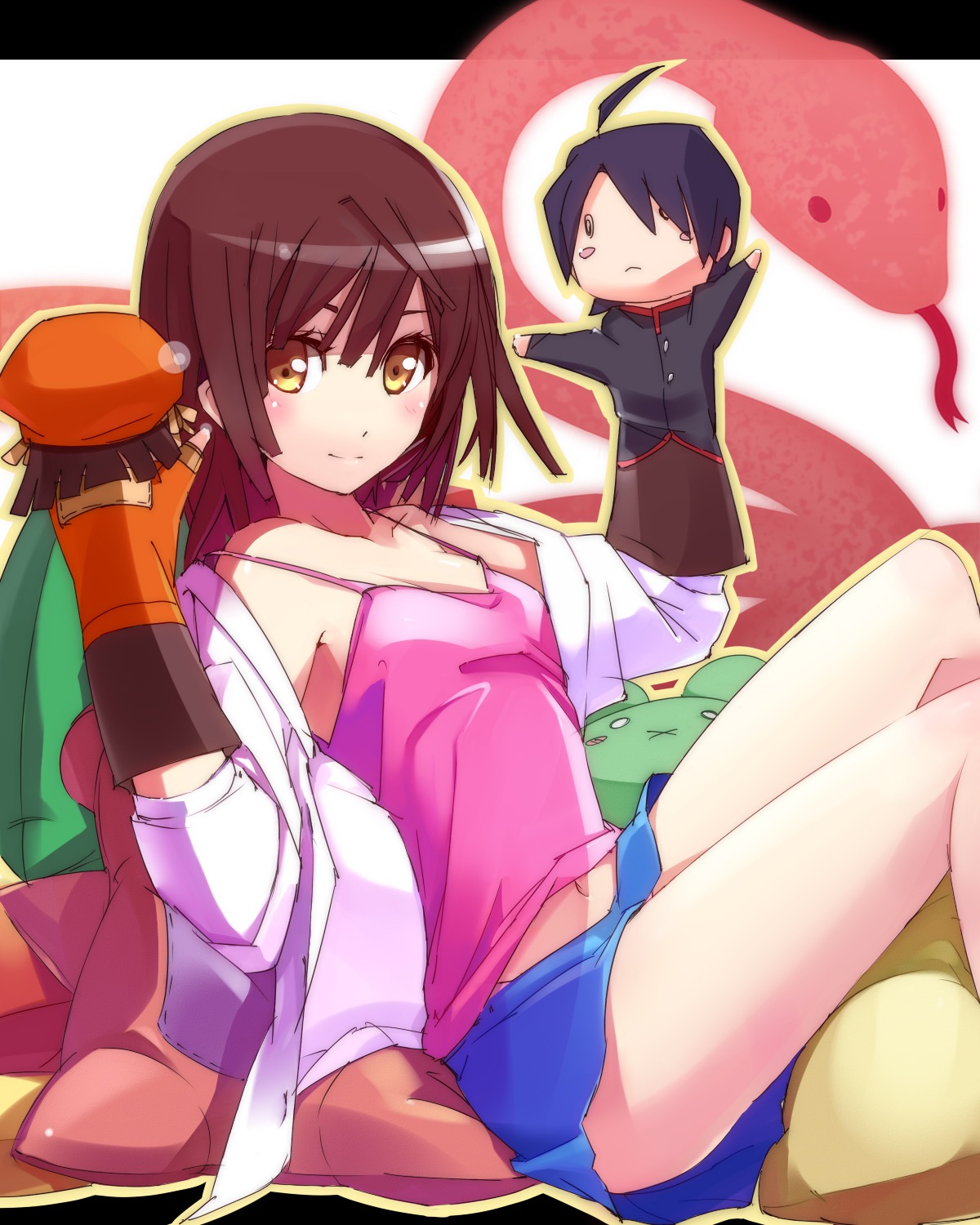 araragi_koyomi bakemonogatari monogatari_(series) pomon_illust sengoku_nadeko