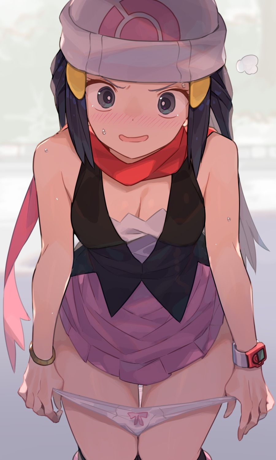 cleavage hikari_(pokemon) pantsu panty_pull pokemon pokemon_bdsp pokemon_dppt skirt_lift spring20134 undressing