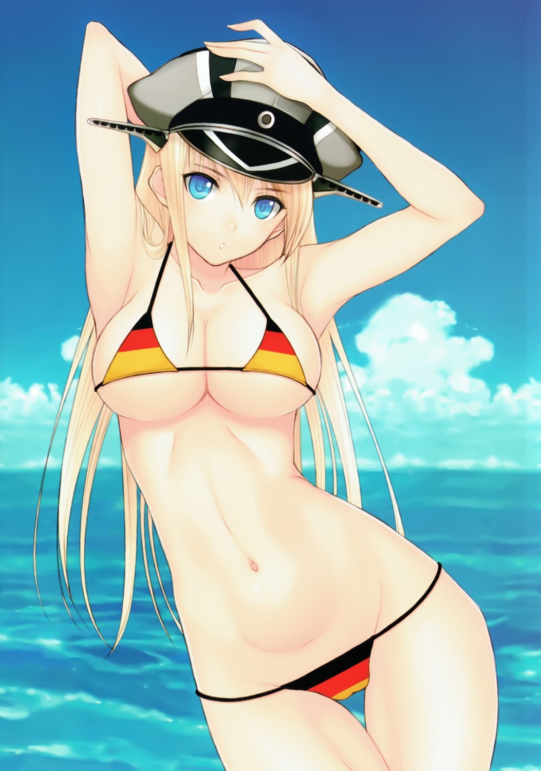 bikini bismarck_(kancolle) cameltoe cleavage dead_angle kamimiya kantai_collection swimsuits underboob