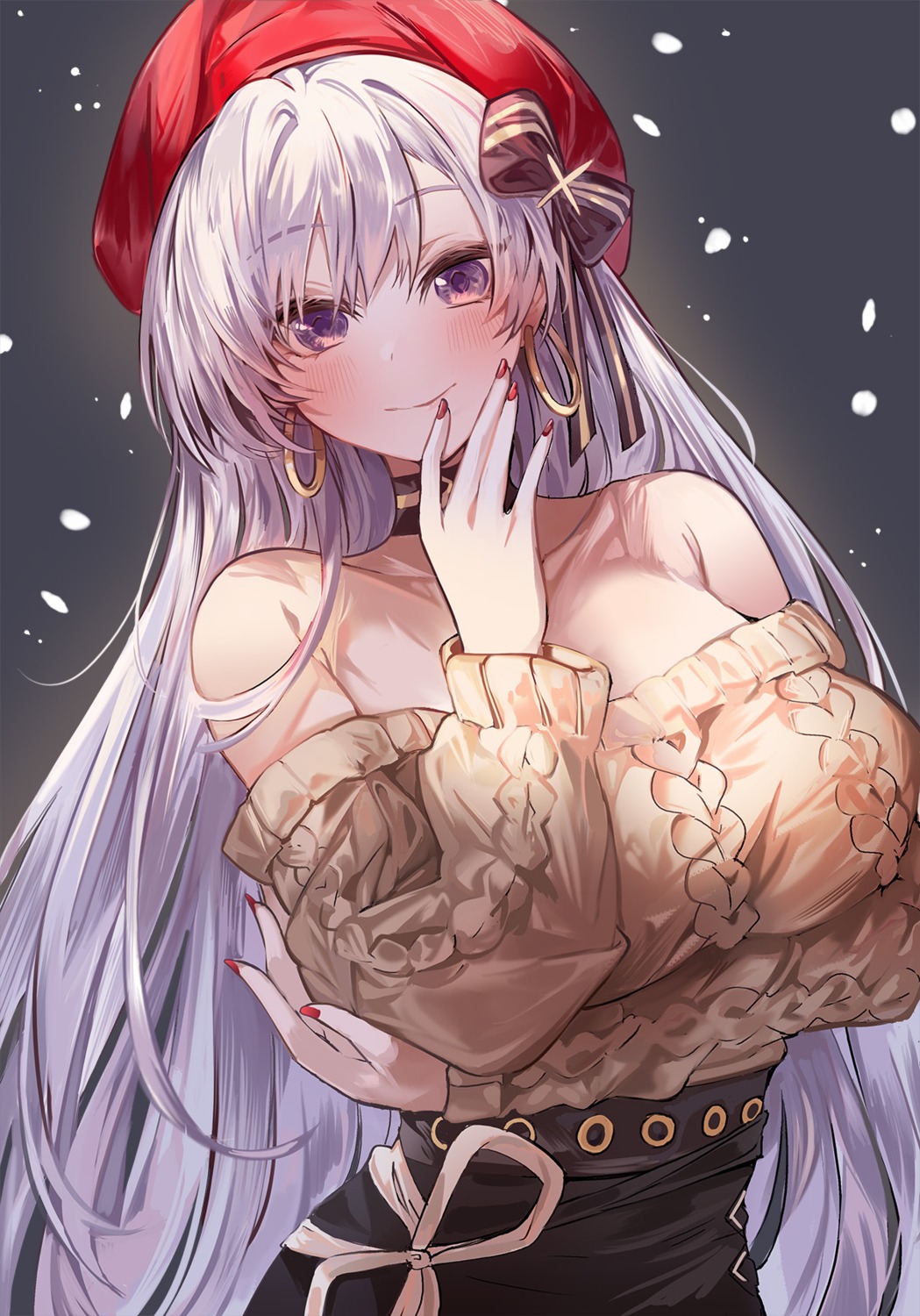 azur_lane belfast_(azur_lane) breast_hold no_bra snowru sweater