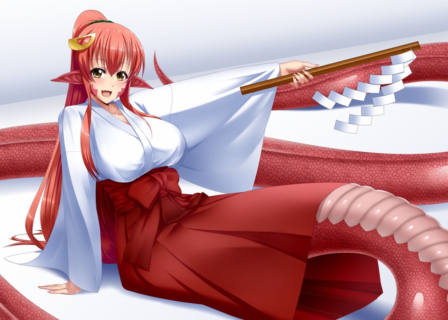 kagiyama_(clave) miia_(monster_musume) miko monster_girl monster_musume_no_iru_nichijou pointy_ears tail