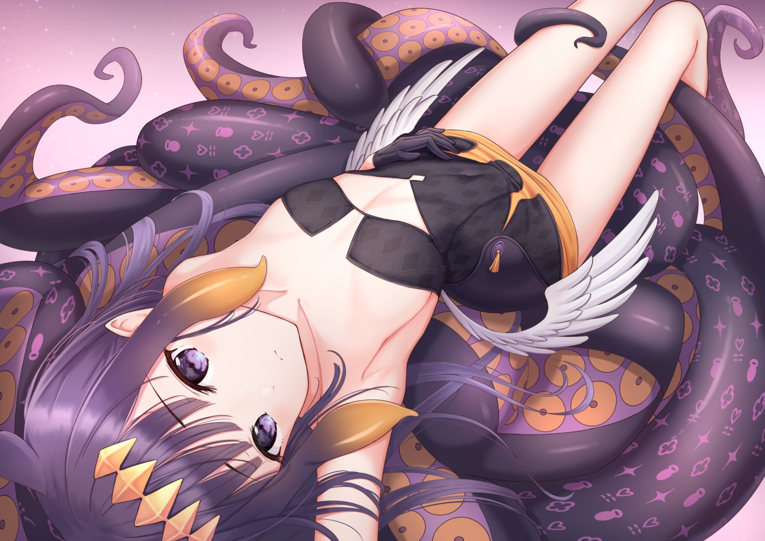 dress hololive hololive_english loli marinesnow ninomae_ina'nis no_bra pointy_ears tentacles wings