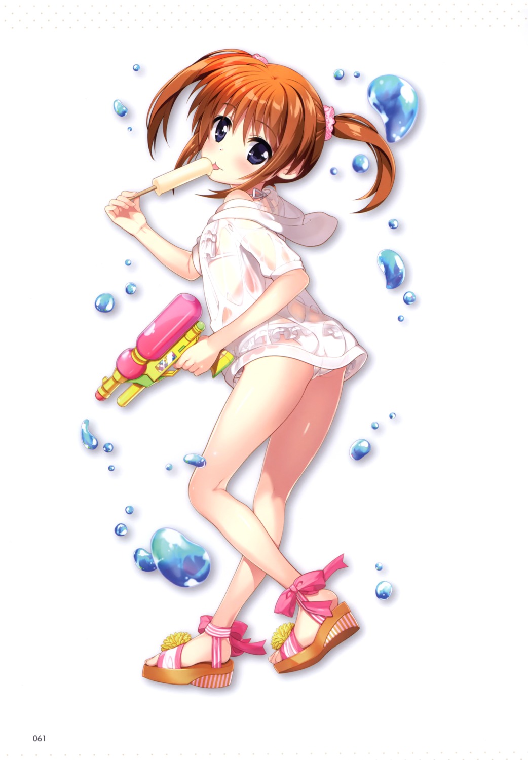 ass bikini fujima_takuya gun loli mahou_shoujo_lyrical_nanoha see_through swimsuits takamachi_nanoha wet_clothes