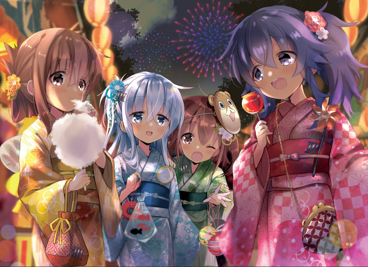 akatsuki_(kancolle) hibiki_(kancolle) hizuki_yayoi ikazuchi_(kancolle) inazuma_(kancolle) kantai_collection yukata