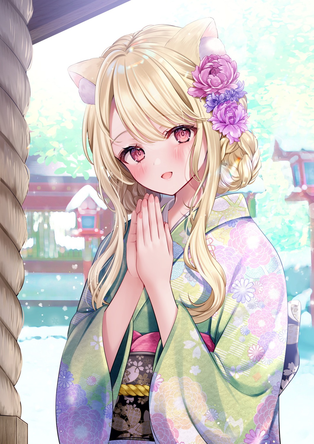 animal_ears kimono nekomimi yuga-