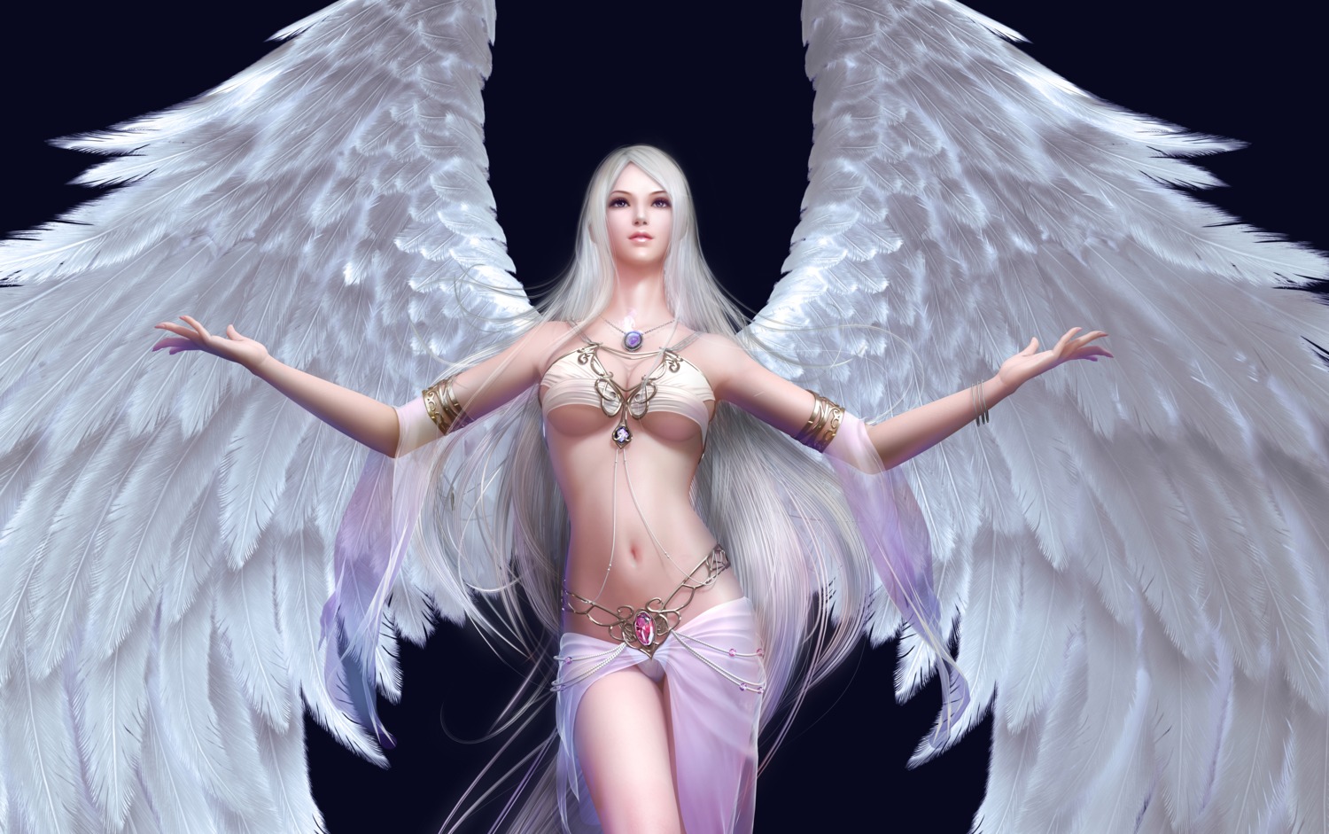 angel cleavage forsaken_world underboob wings.