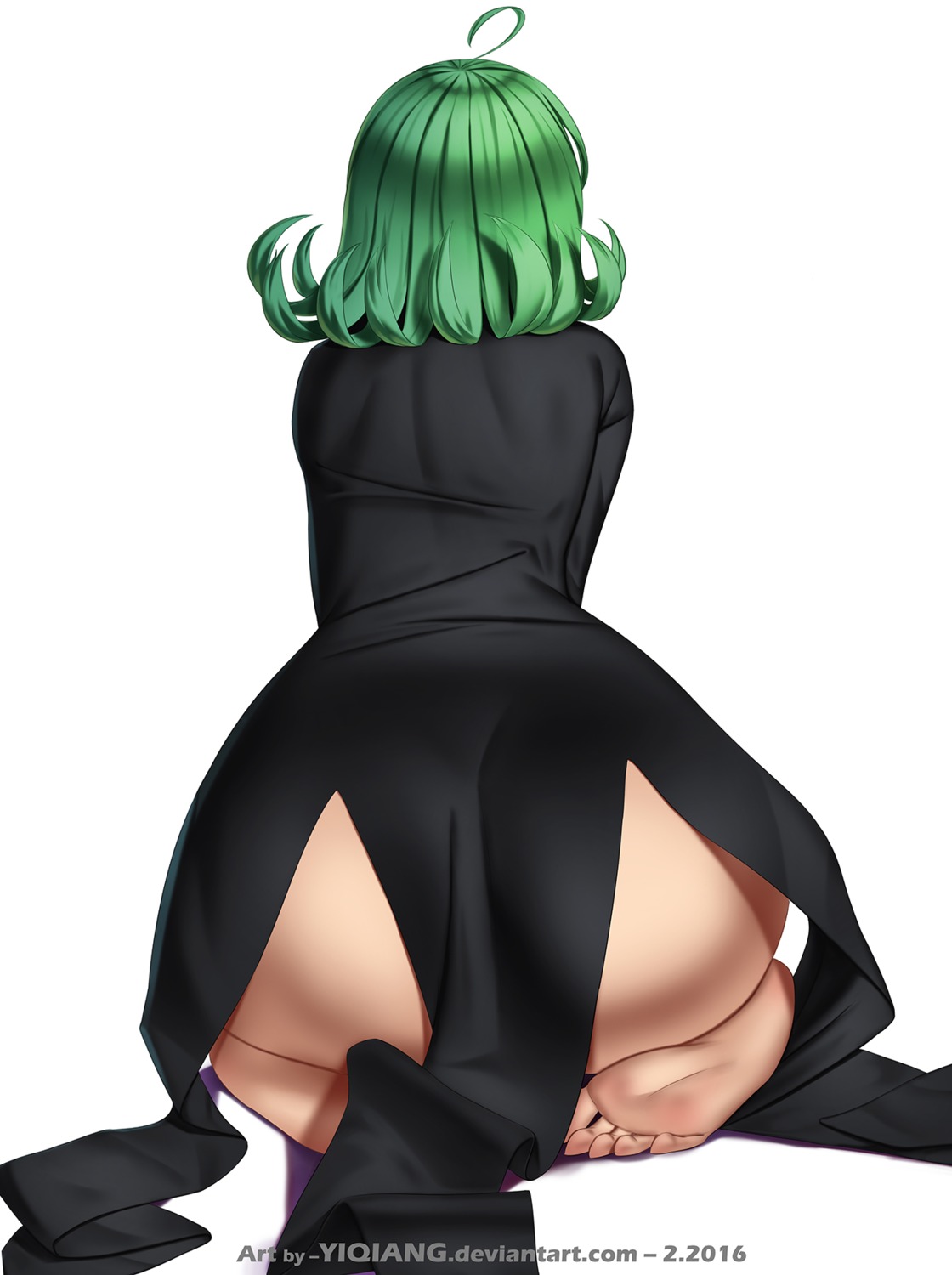 ass dress feet nopan official_watermark one_punch_man tatsumaki_(one_punch_man) yi_qiang