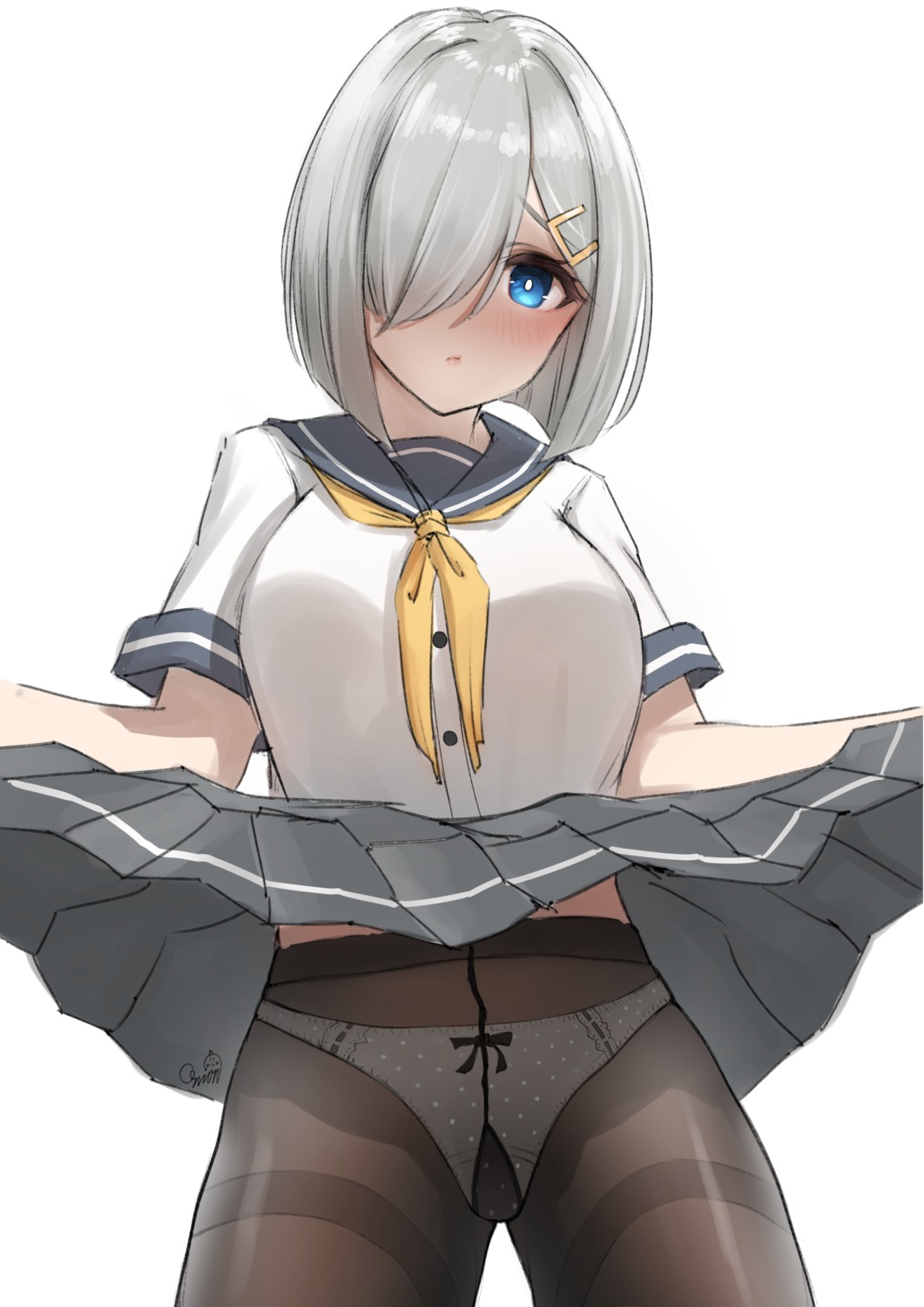 hamakaze_(kancolle) kantai_collection onion_(kumagaioyr) pantsu pantyhose seifuku sketch skirt_lift