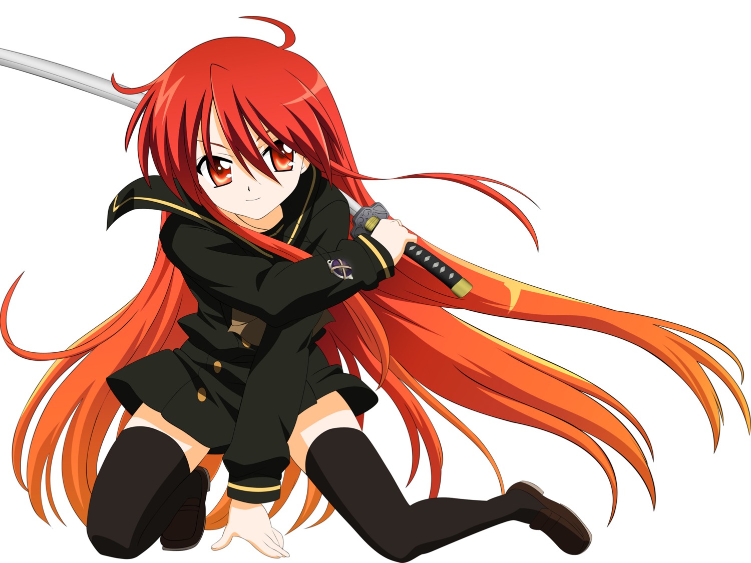 seifuku shakugan_no_shana shana sword thighhighs