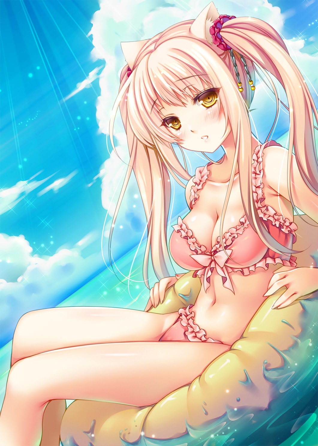 animal_ears bikini cleavage endyy nekomimi shino_(endyy) swimsuits