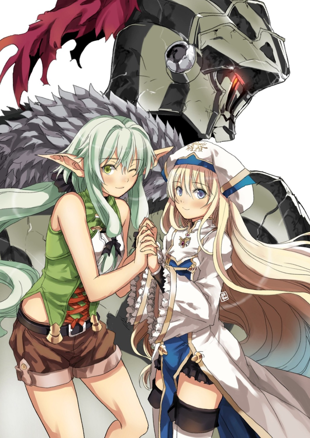 armor elf garimpeiro goblin_slayer goblin_slayer_(character) high_elf_archer pointy_ears priestess thighhighs