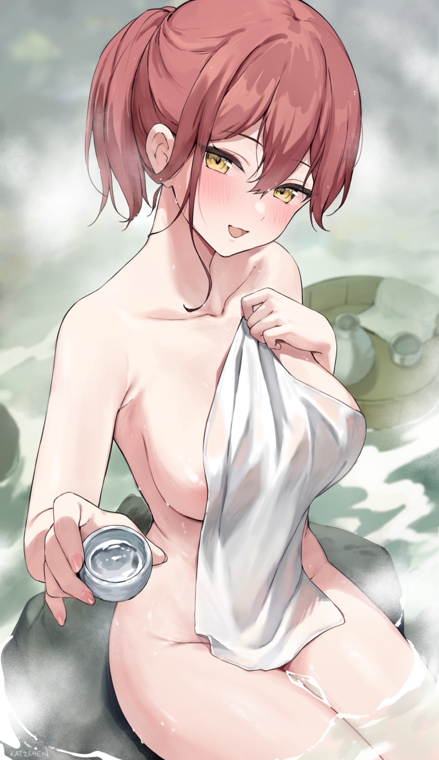 kaetzchen naked onsen sake towel wet