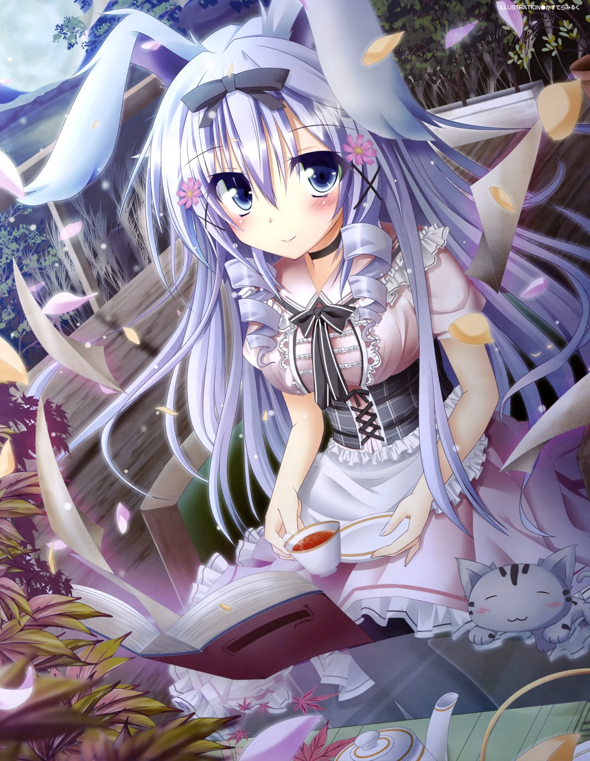 animal_ears bunny_ears castella_milk dress neko pantyhose