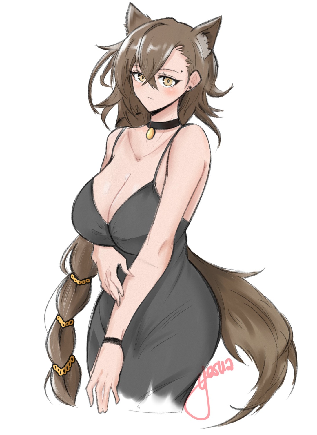 animal_ears arknights dress no_bra penance sketch tail yosua_0669