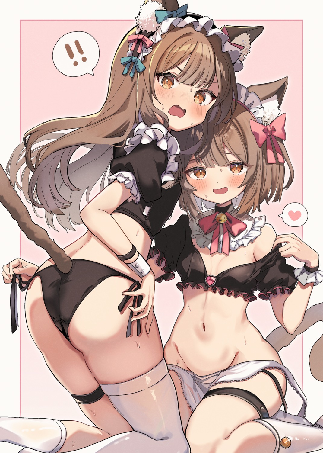 animal_ears ass garter loli maid nanahamu nekomimi no_bra pantsu panty_pull string_panties tail thighhighs thong undressing wet