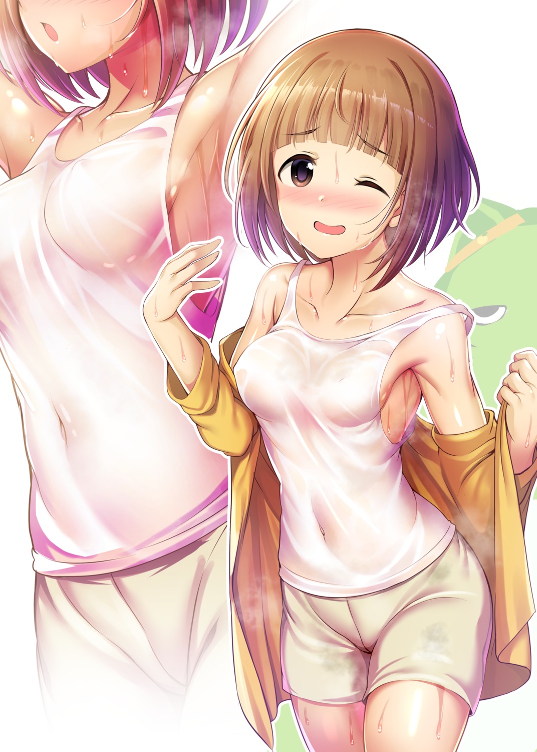 erect_nipples kitami_yuzu ment no_bra see_through the_idolm@ster the_idolm@ster_cinderella_girls wet_clothes