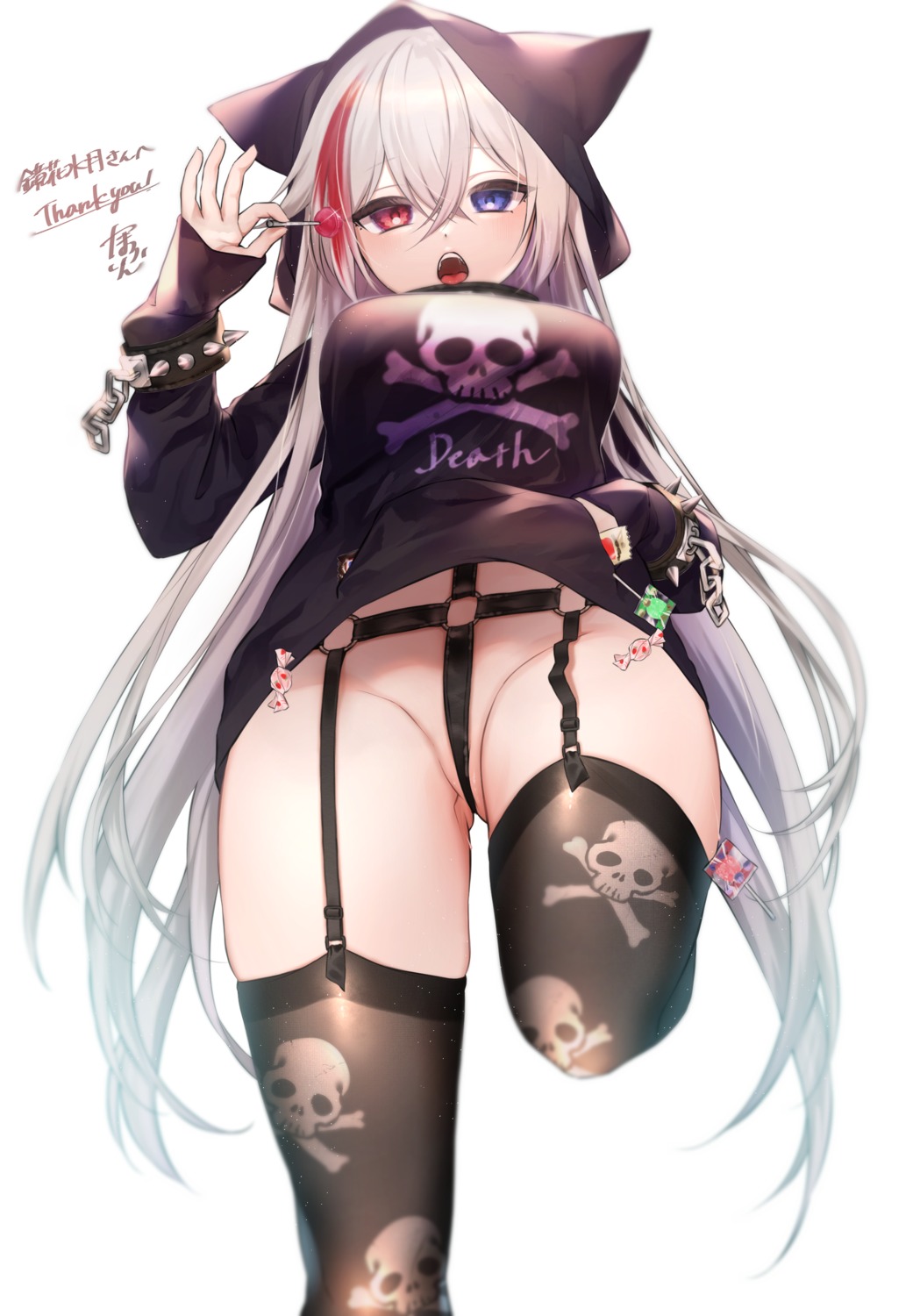 animal_ears bottomless heterochromia stockings tamafurin thighhighs