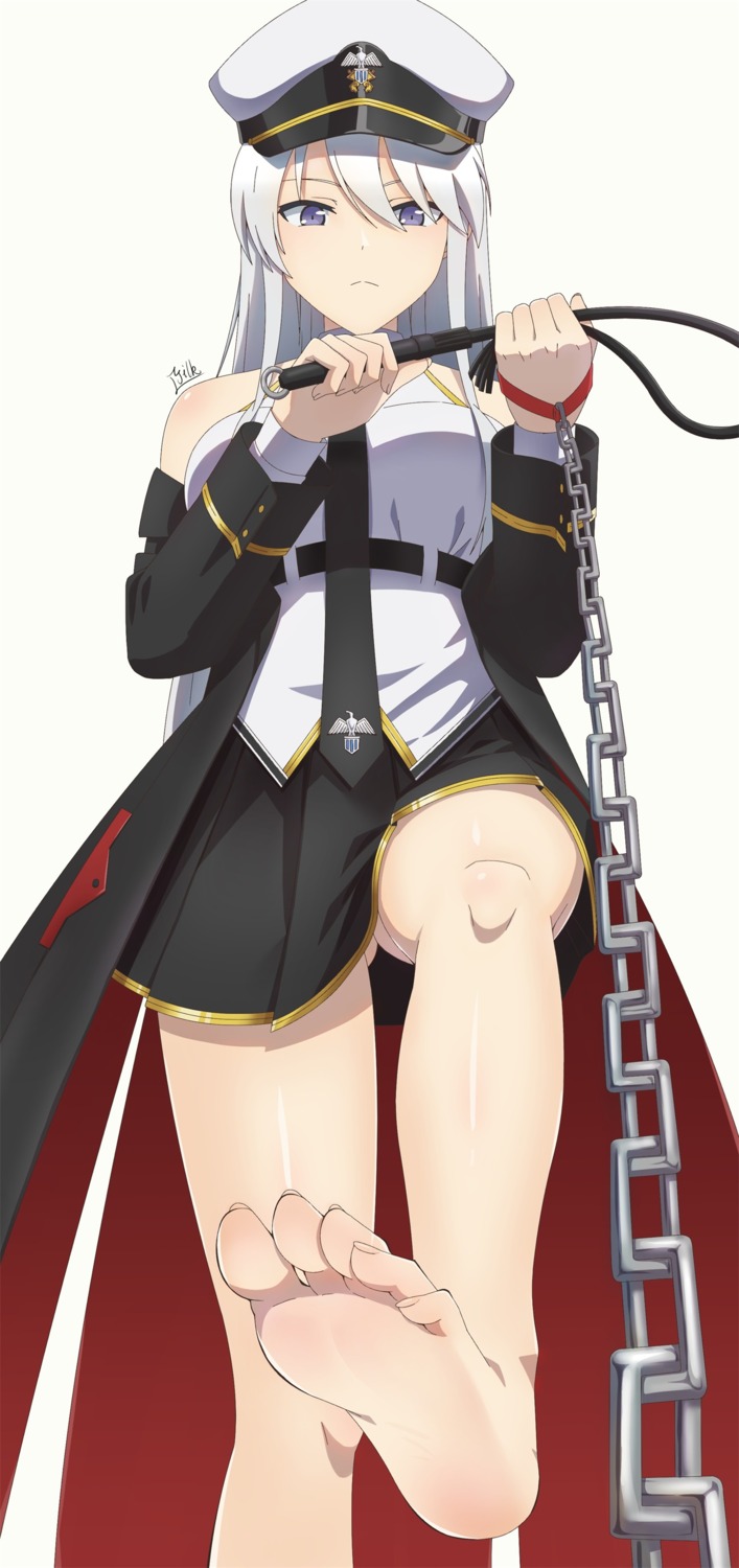 azur_lane enterprise_(azur_lane) feet milk_(1667865540) skirt_lift uniform weapon