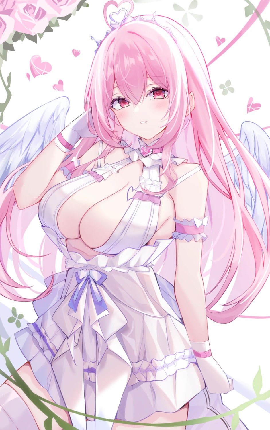 aogiri_koukou_game_club aogiri_rieru dress haidollo no_bra thighhighs wings