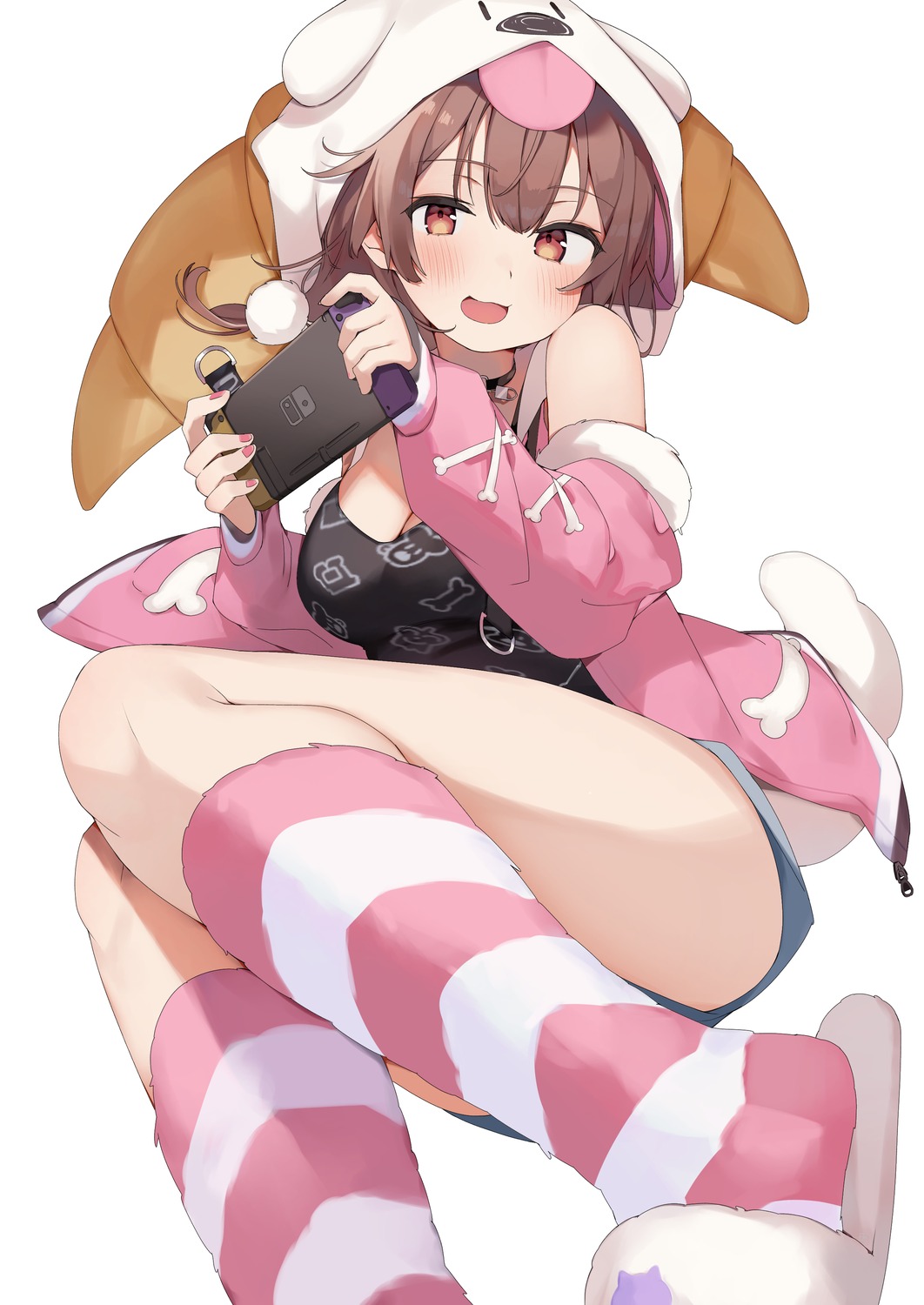 animal_ears cleavage hololive hololive_gamers inugami_korone inumimi sinnop10 tail