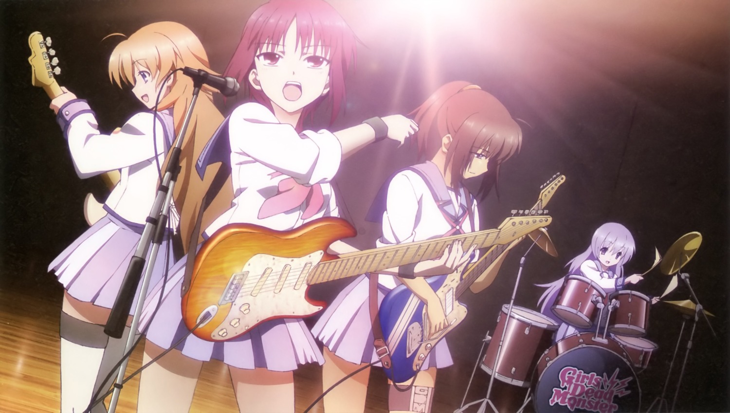 angel_beats! fuchita_hisako guitar irie_miyuki iwasawa_masami ohigashi_yurie sekine_shiori thighhighs