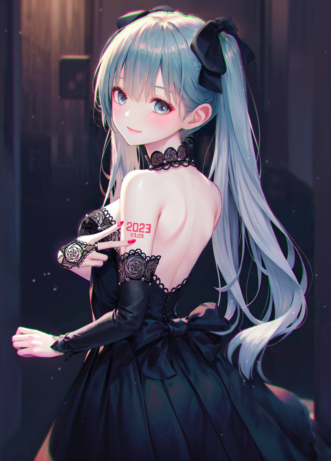 dress hatsune_miku tattoo tsukihana_(n_pavane) vocaloid