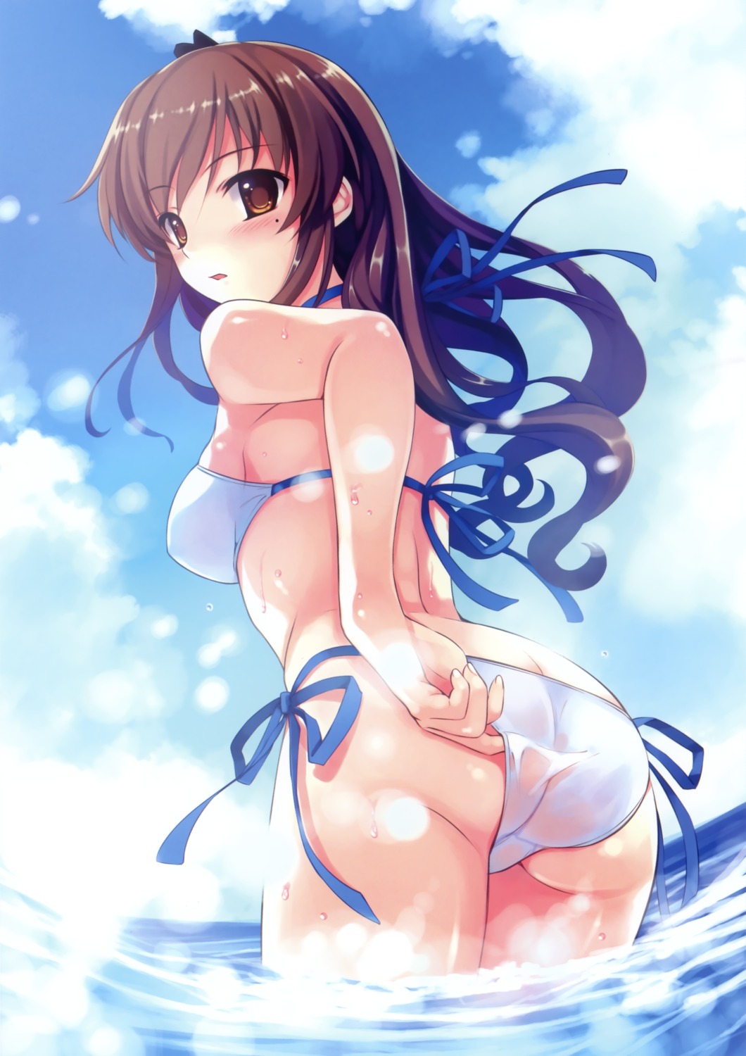 abhar ass bikini deep_blue_sky_&_pure_white_wings misaki_kurehito nakano_hinata see_through swimsuits wet_clothes