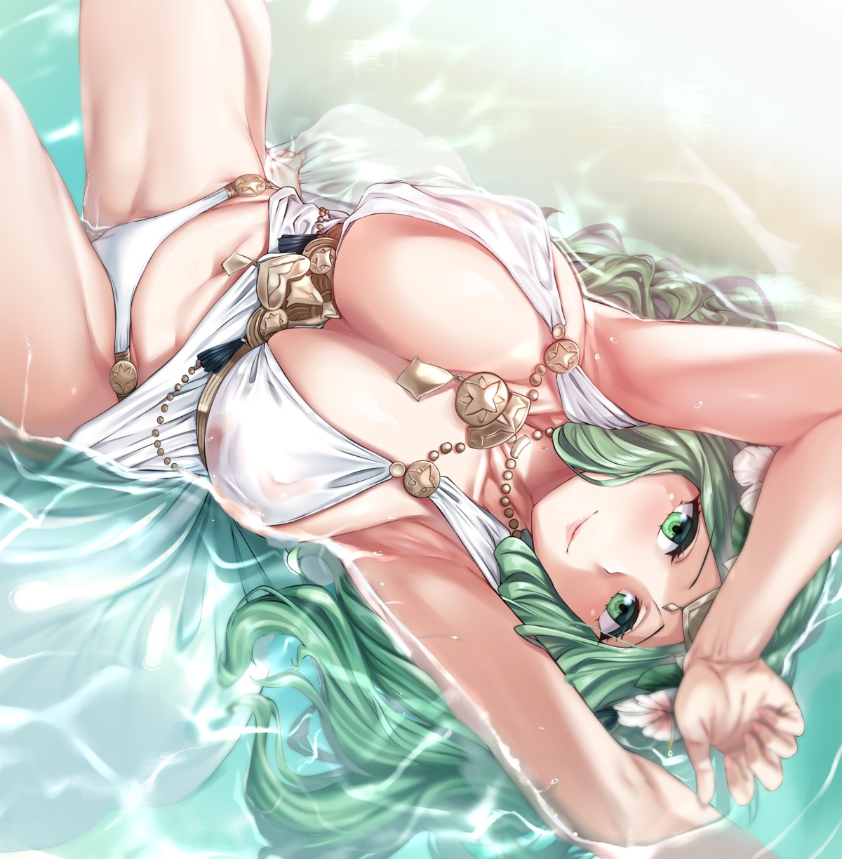 areola fire_emblem fire_emblem_three_houses moisture_(chichi) rhea_(fire_emblem) see_through swimsuits wet wet_clothes