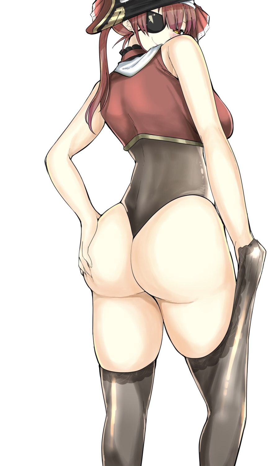 ass ass_grab eyepatch hololive houshou_marine leotard pirate tagme thighhighs