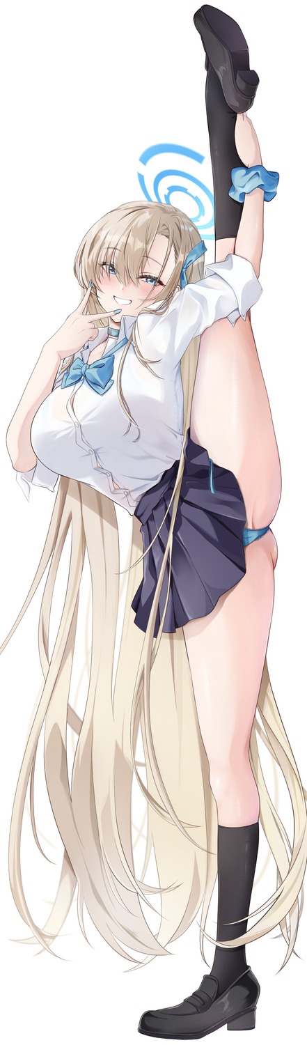 blue_archive halo ichinose_asuna pantsu seifuku skirt_lift thong yoru0409