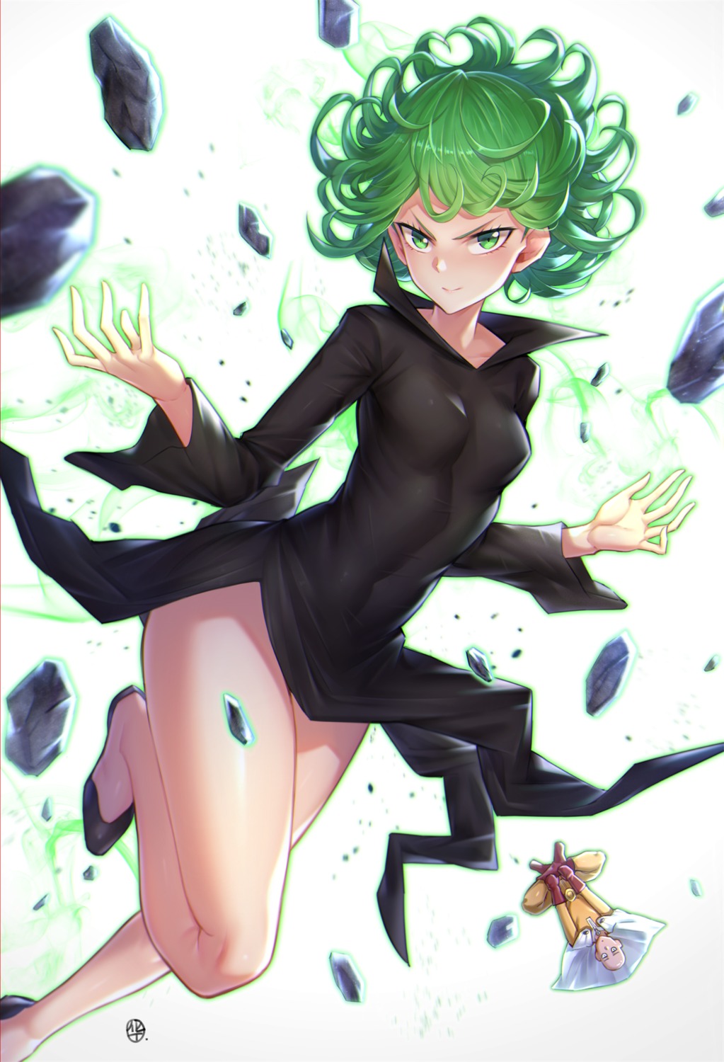 dress hua-j one_punch_man skirt_lift tatsumaki_(one_punch_man)