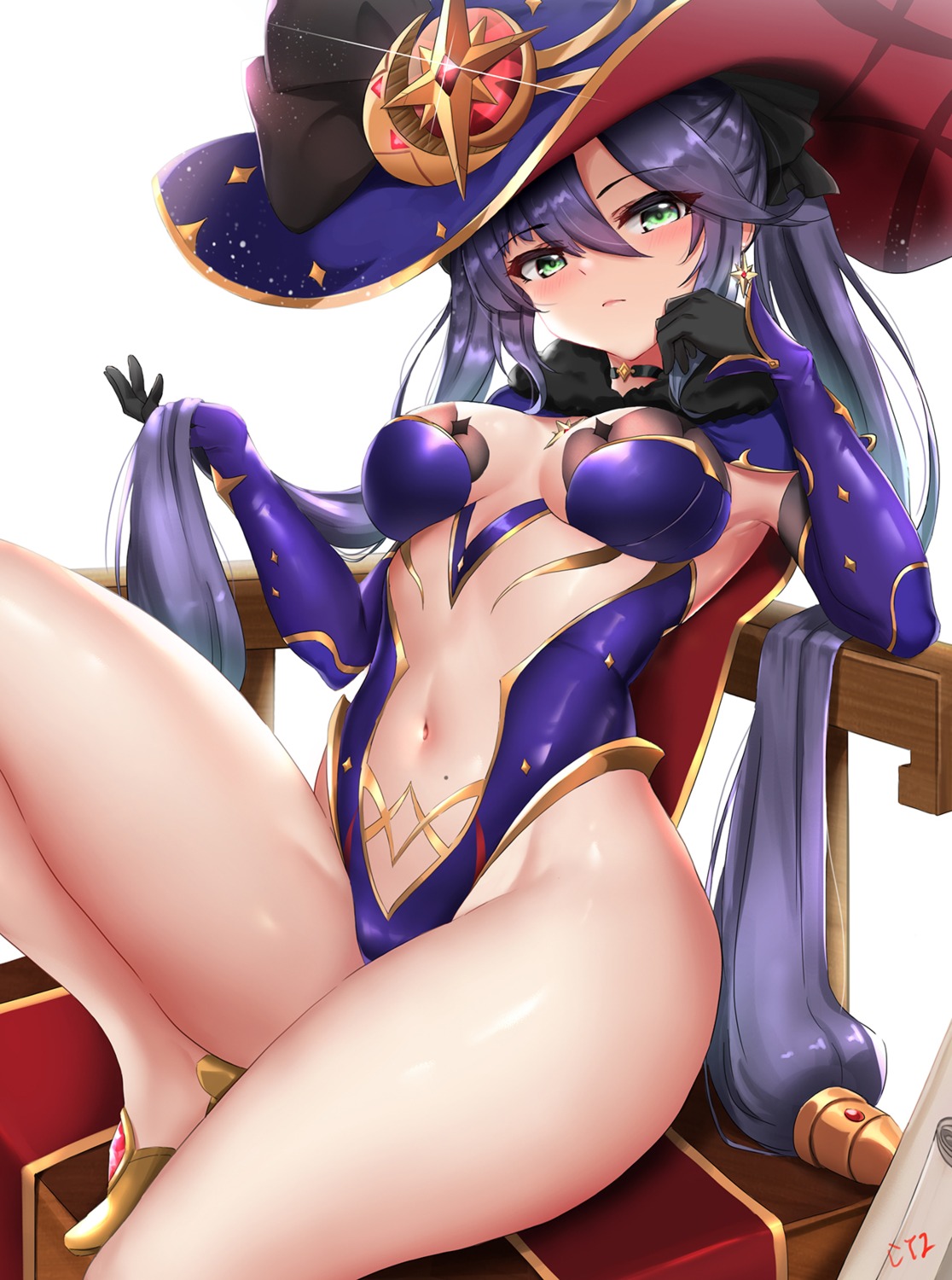 cyicheng genshin_impact mona_megistus no_bra witch