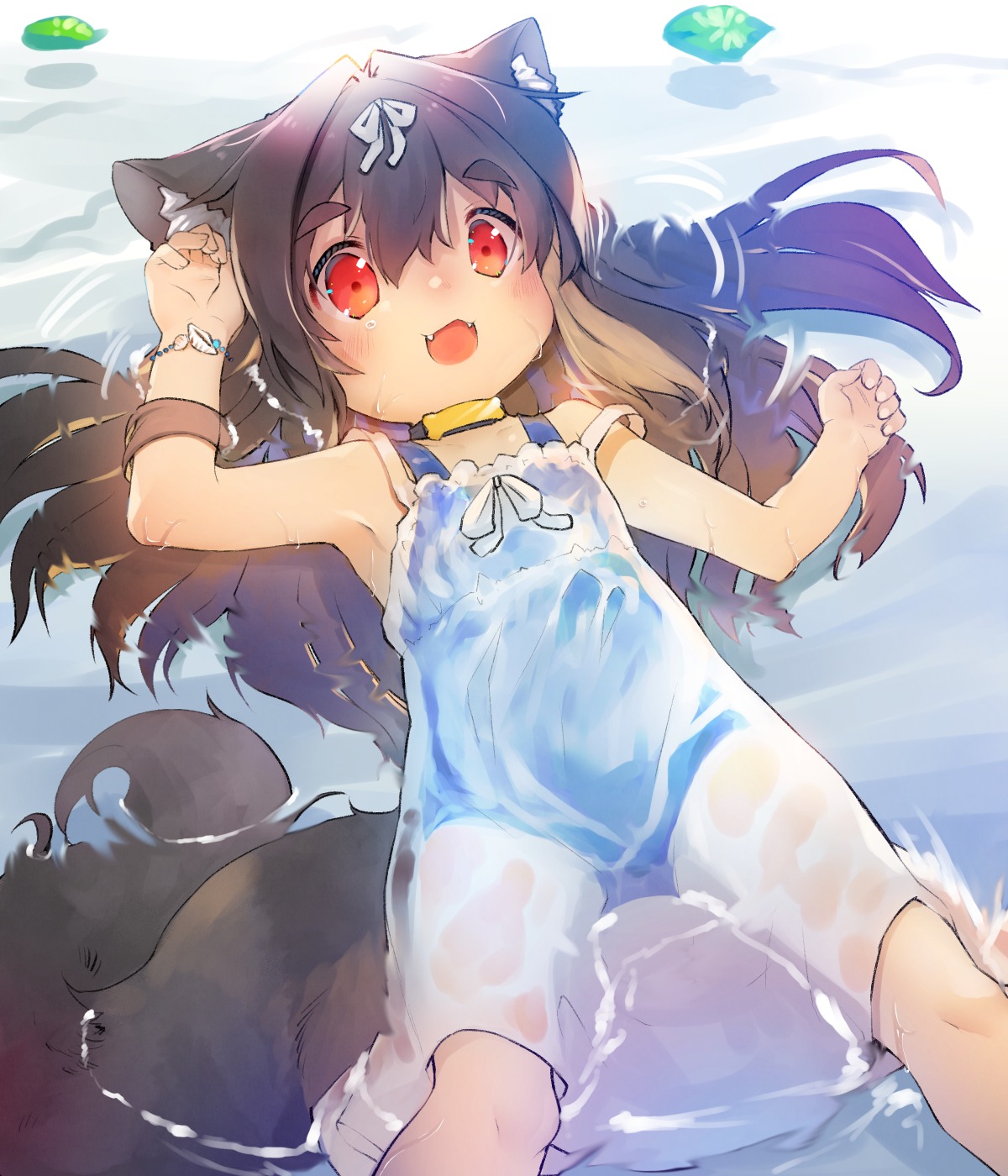 animal_ears dress loli see_through summer_dress swimsuits tagme tail wet wet_clothes