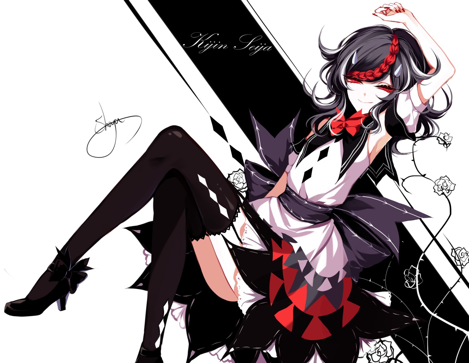 heels horns kijin_seija sheya stockings thighhighs touhou