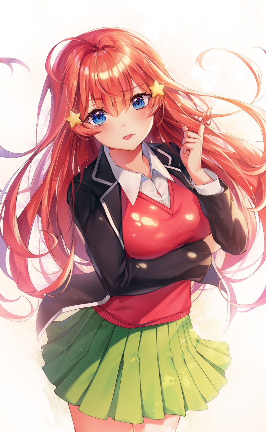 5-toubun_no_hanayome breast_hold nakano_itsuki seifuku sweater ttosom