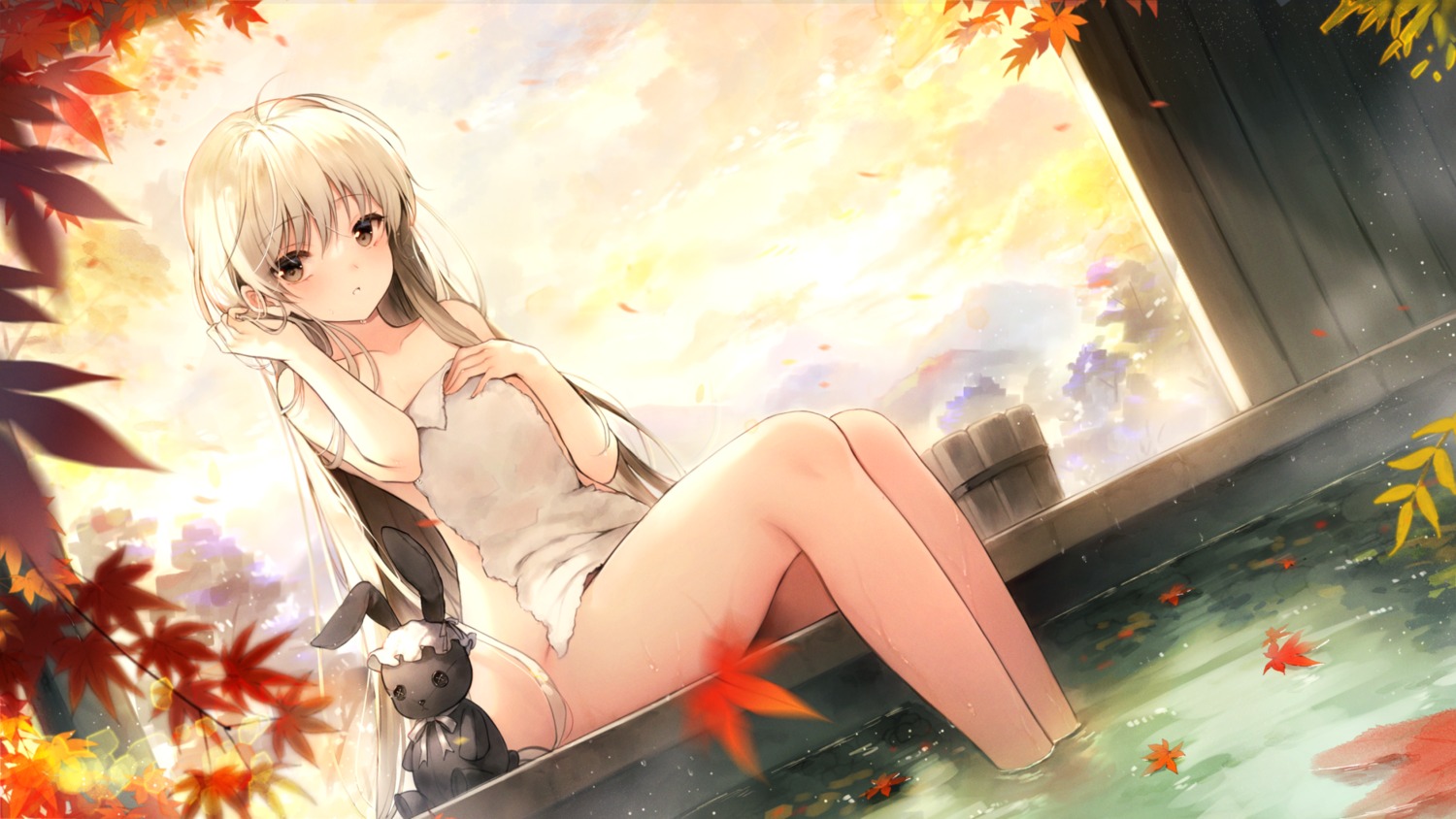 jiji_(381134808) kasugano_sora loli naked onsen towel wet yosuga_no_sora