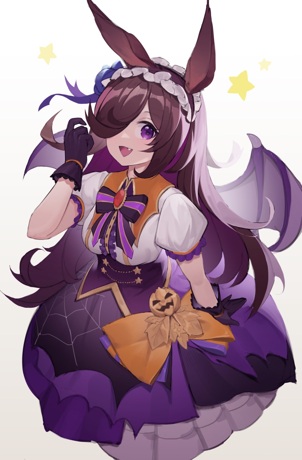 animal_ears dress halloween oiru_(fattyoils) rice_shower_(umamusume) uma_musume_pretty_derby wings