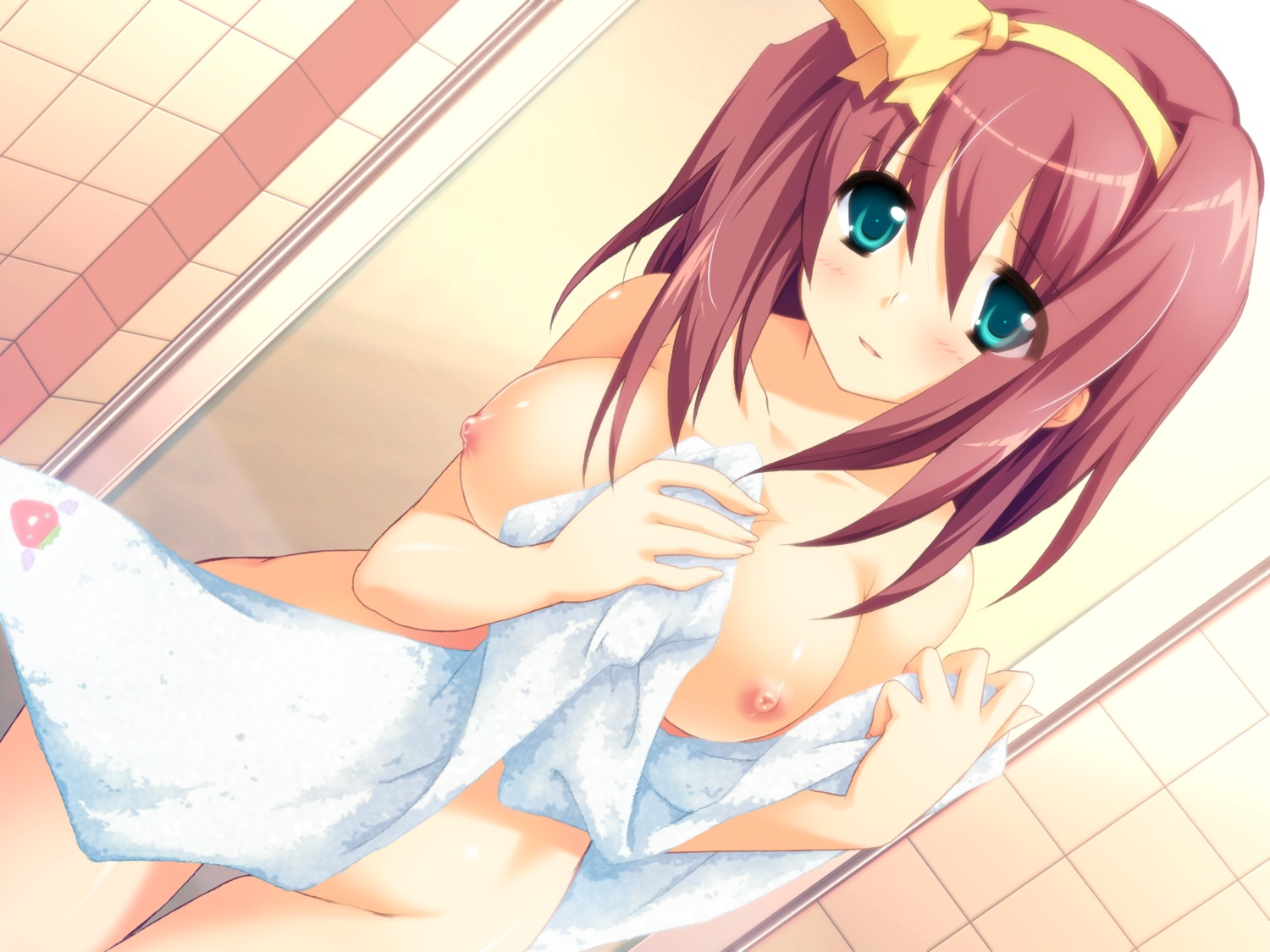 anekano game_cg moo_(umineko) naked nipples towel