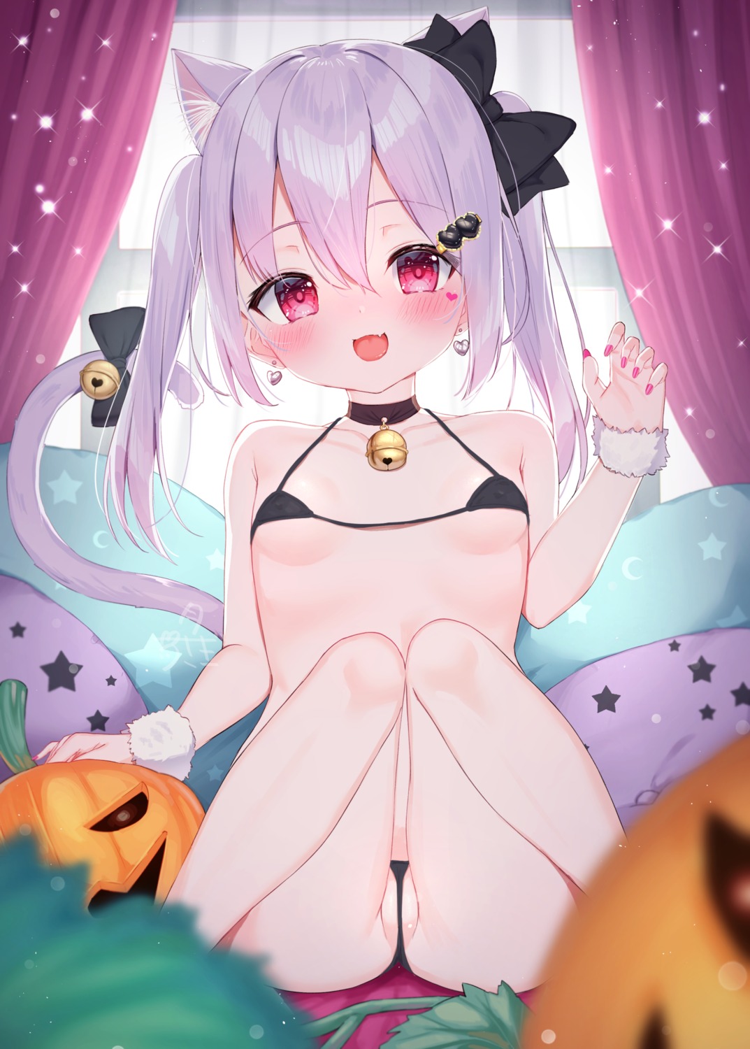 animal_ears bikini halloween loli nekomimi swimsuits tail thong tsuki_usagi