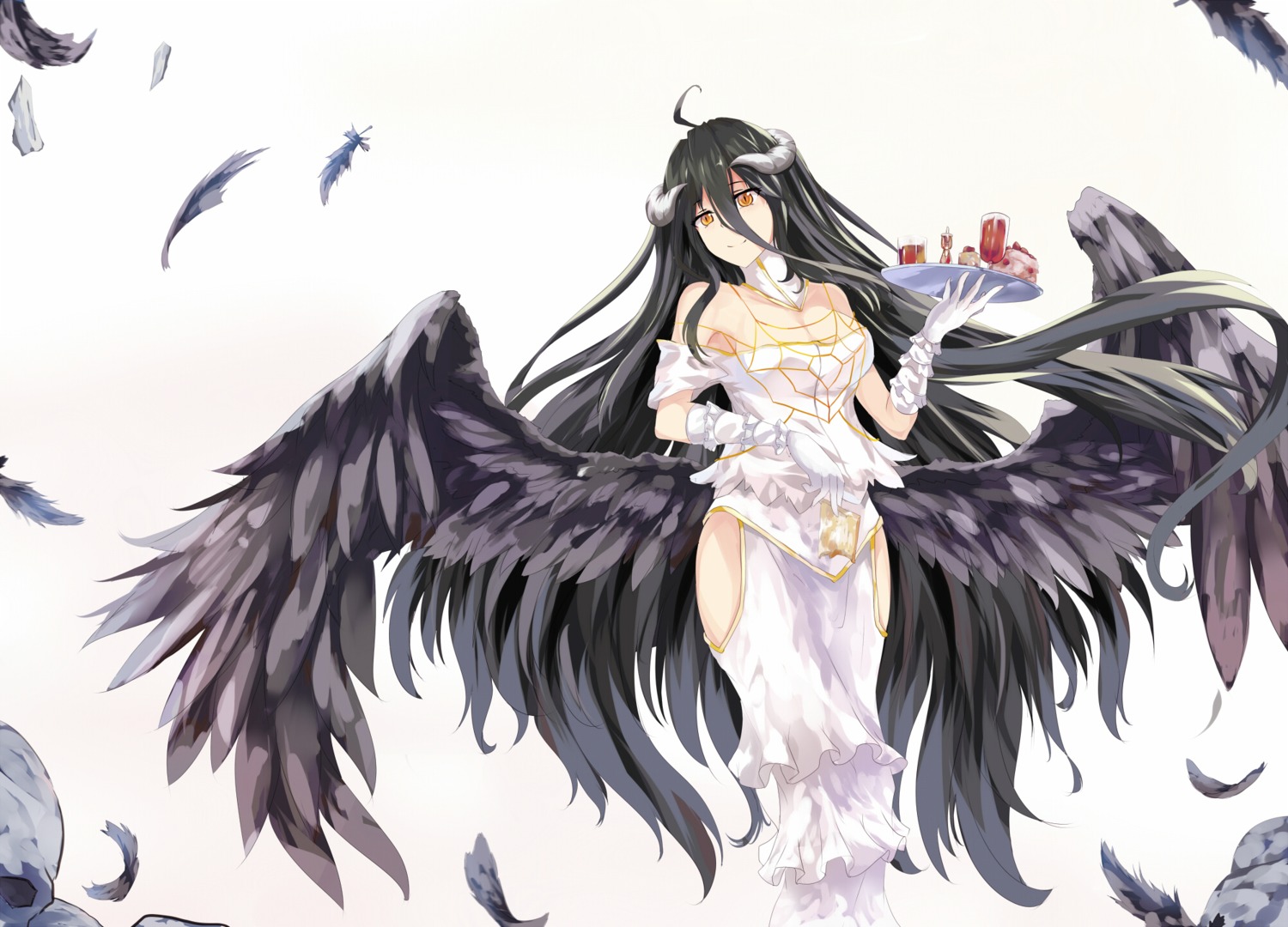 albedo_(overlord) cleavage horns overlord white_crow wings