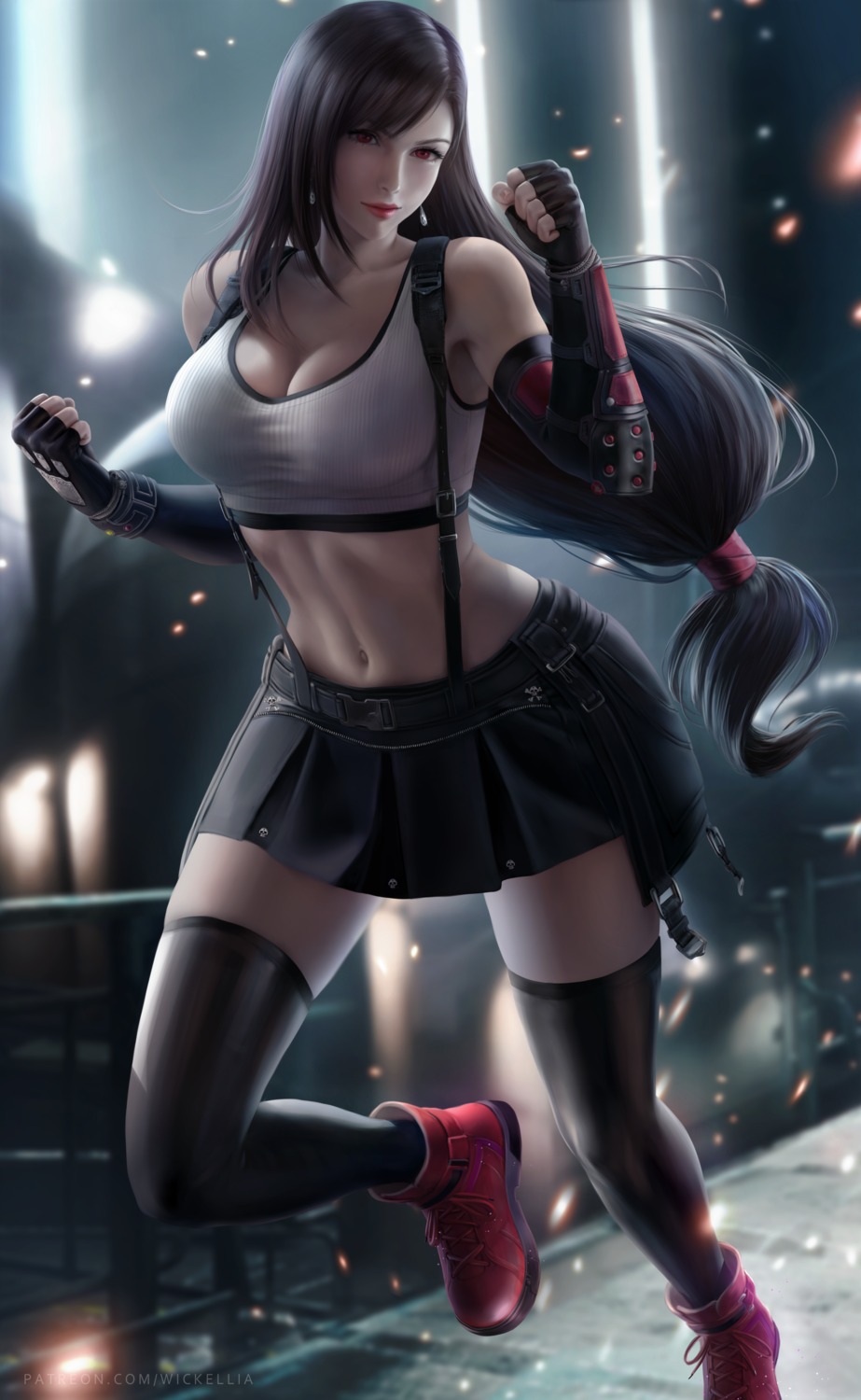 cleavage final_fantasy final_fantasy_vii thighhighs tifa_lockhart wickellia