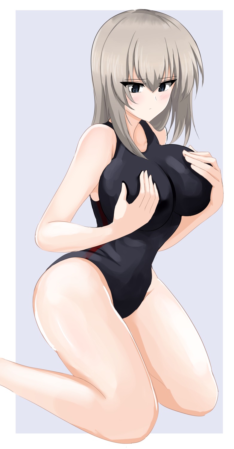 aikir_(jml5160) breast_hold girls_und_panzer itsumi_erika swimsuits