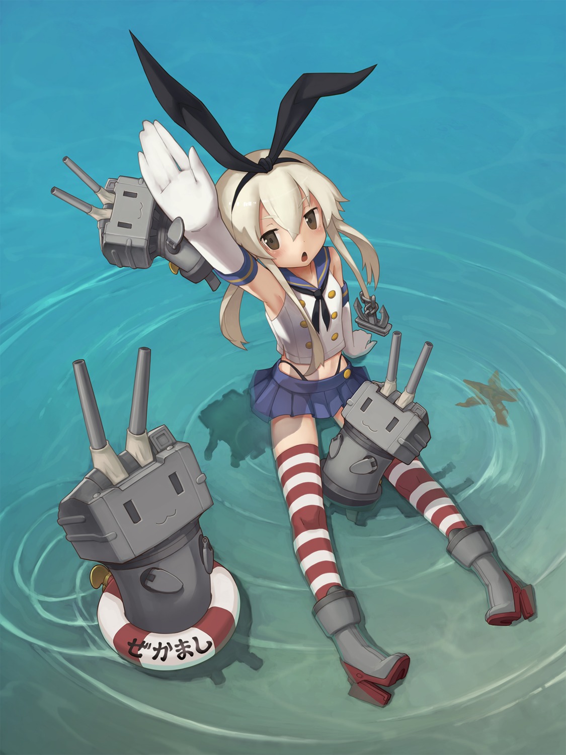 heels kantai_collection meiax rensouhou-chan shimakaze_(kancolle) thighhighs thong wet