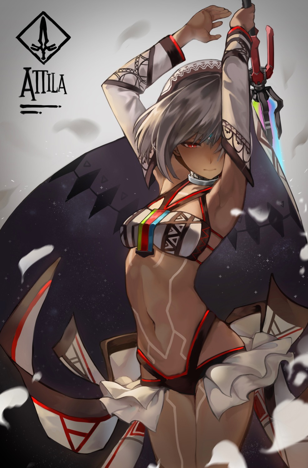 attila_(fate/grand_order) bikini_armor fate/grand_order tattoo weapon xiaobang