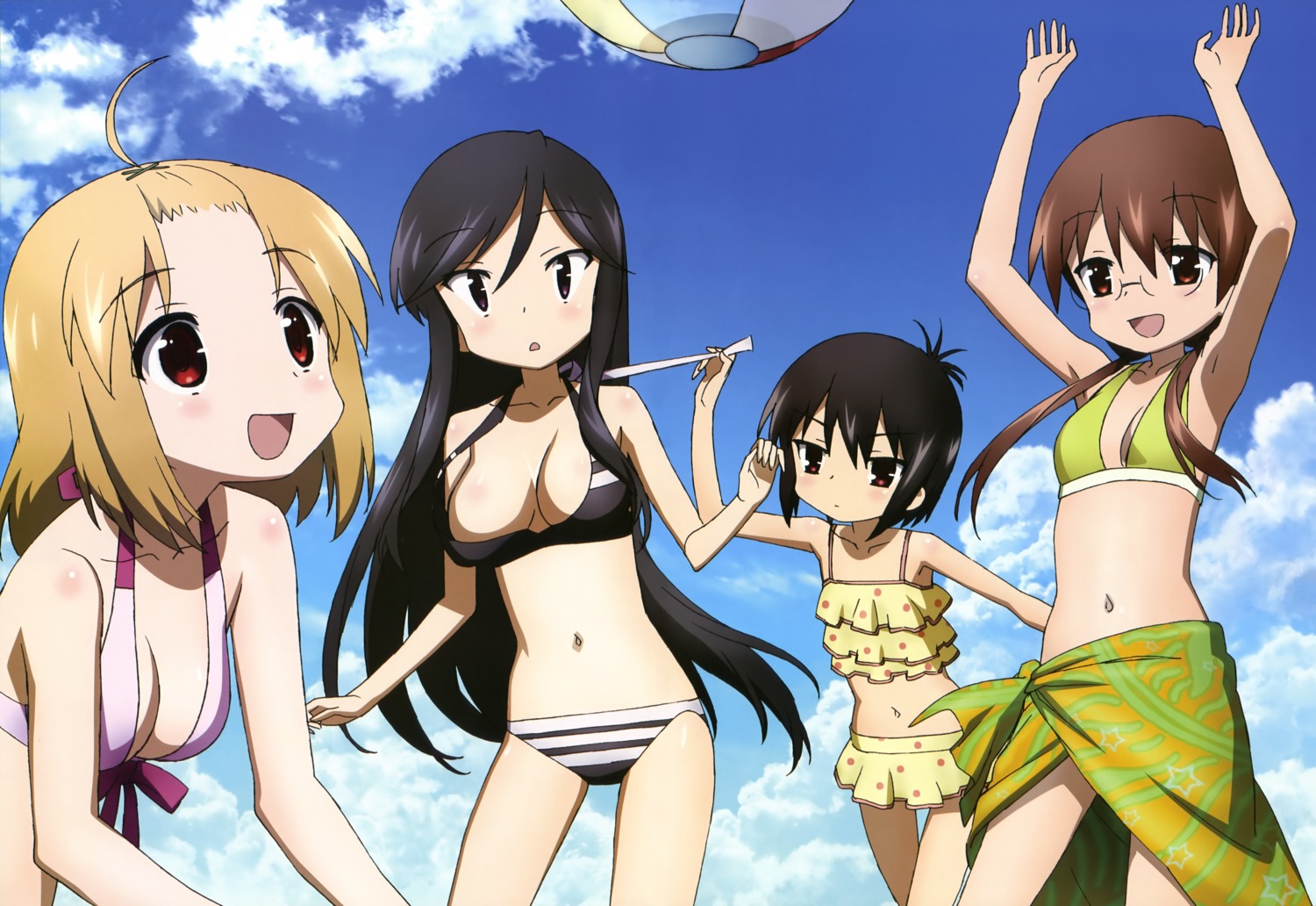 a_channel bikini cleavage ichii_tooru megane momoki_run nishi_yuuko sasaki_masakatsu swimsuits tennouji_nagisa