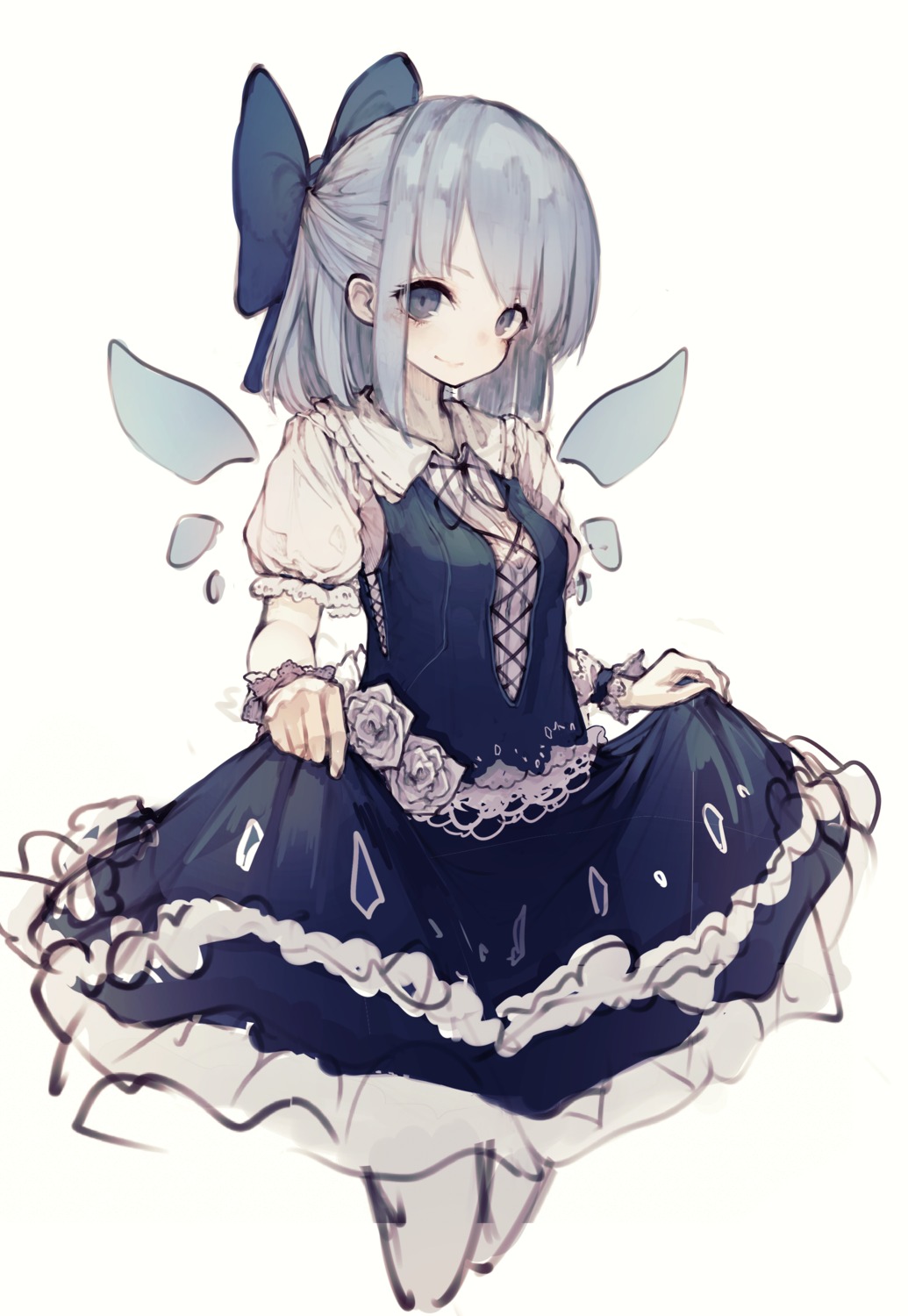 cirno hito_komoru sketch skirt_lift touhou wings